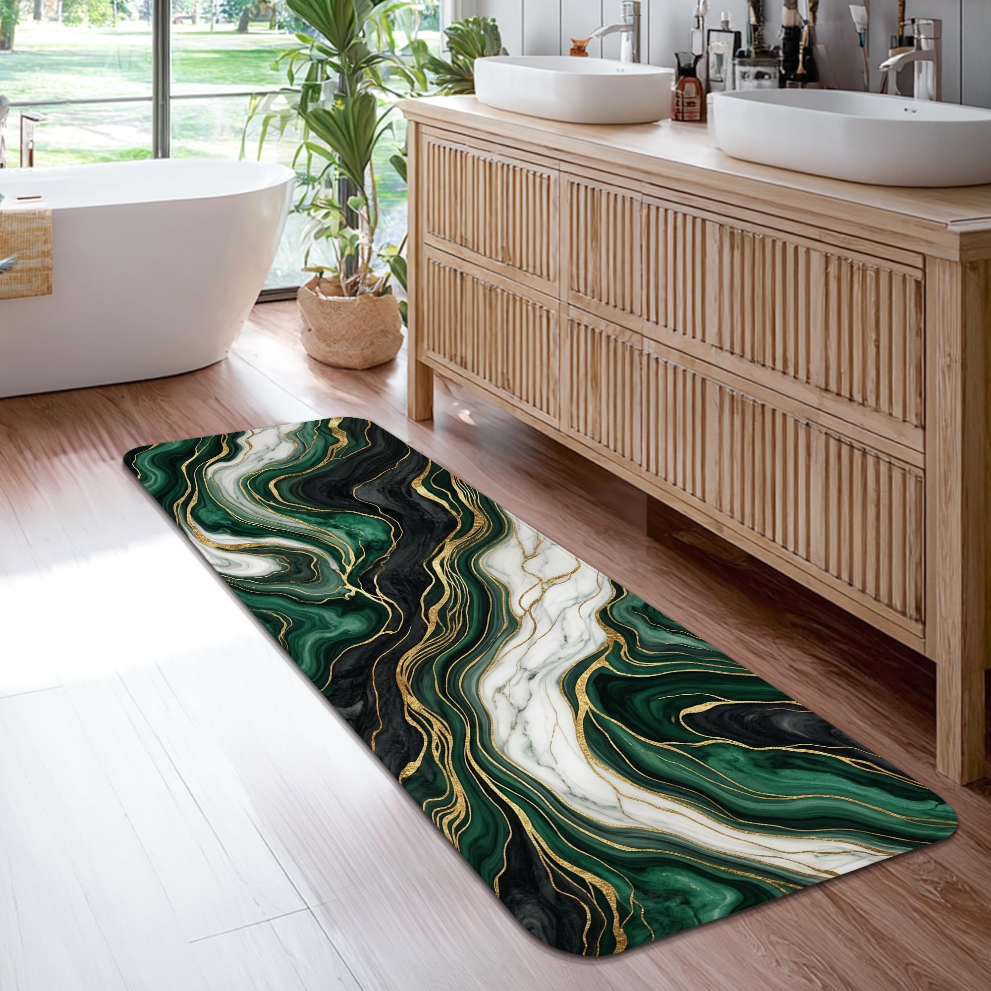 Tapis de couloir marbre poils courts anti-poussière pour cuisine et entrée