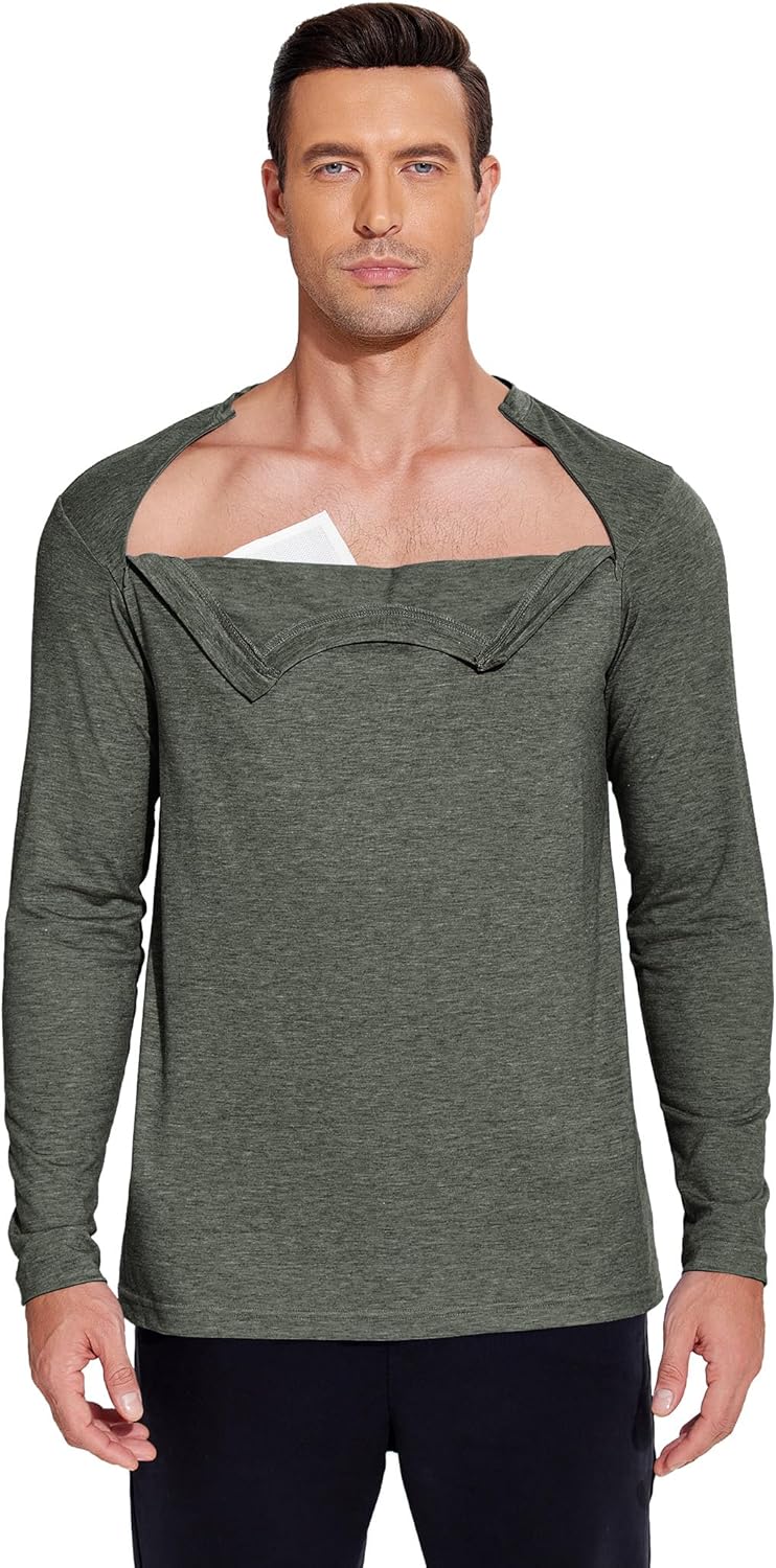 Deyeek Unisex Chemo Shirts for Port Access Chemotherapy Must Haves Long Sleeve Cancer Care Package for Men - Image 4