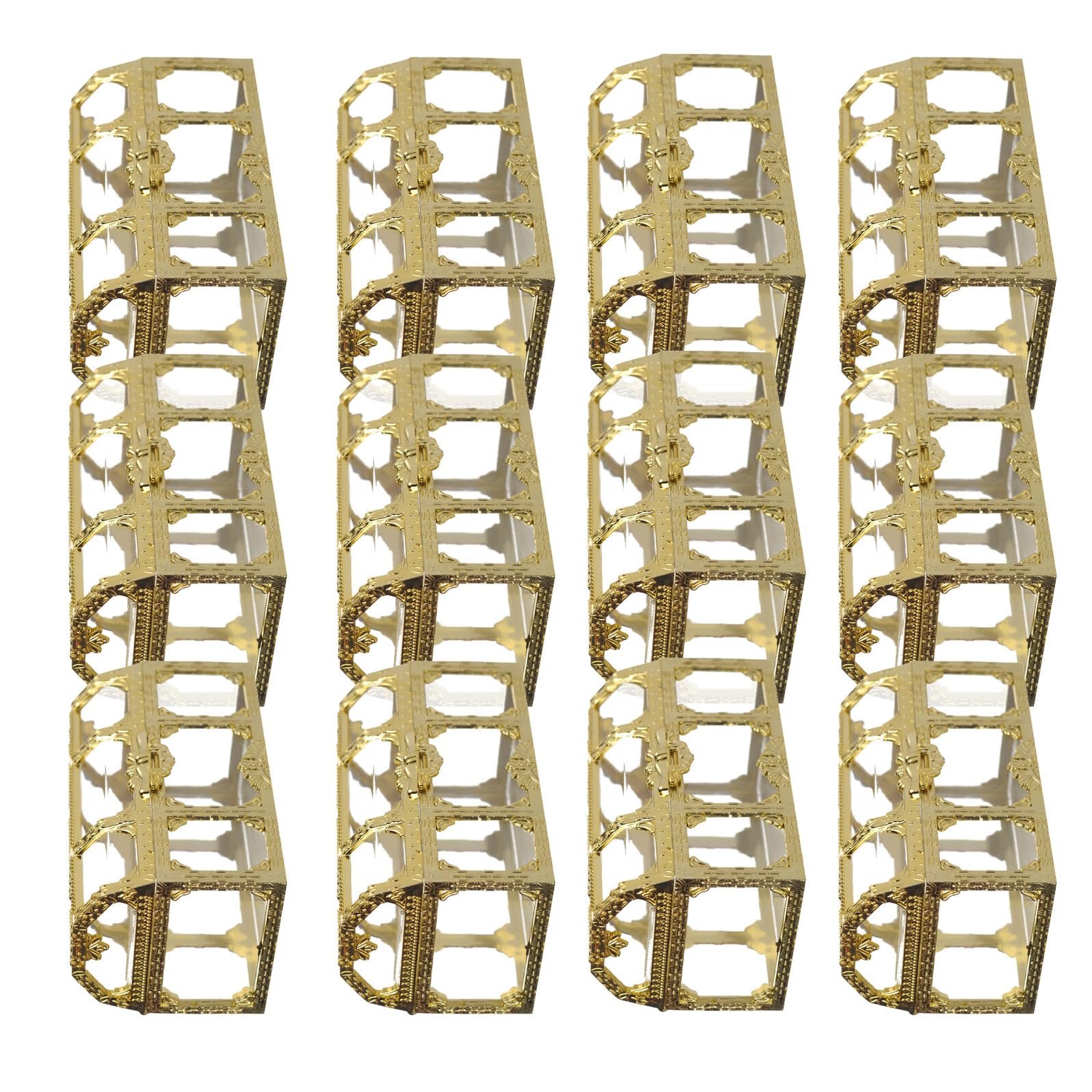 Scatole Portaconfetti Dorate in Plastica 12 Pezzi 7,4x5,2x5 Cm Coperchio a Scrigno Stile Pirata per Matrimonio Confezioni Regalo per Dolcetti e Caramelle
