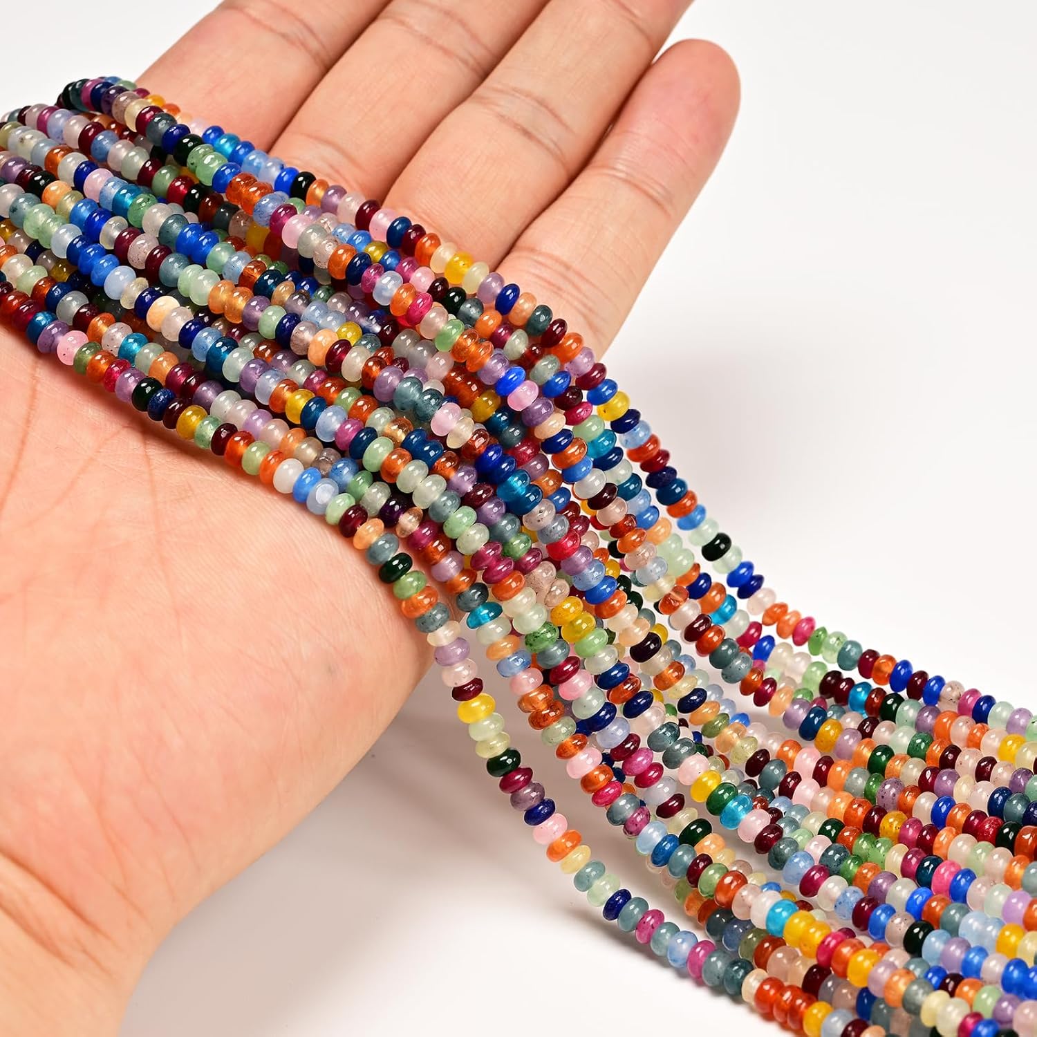 ICAI Beads Natural 2x4mm Rondelle Beads, Abacus Disk Stone Spacer Beads – Loose Natural Gemstone Beads for DIY Bracelet, Necklace, Jewelry Making (Mulitcolor) - Image 2