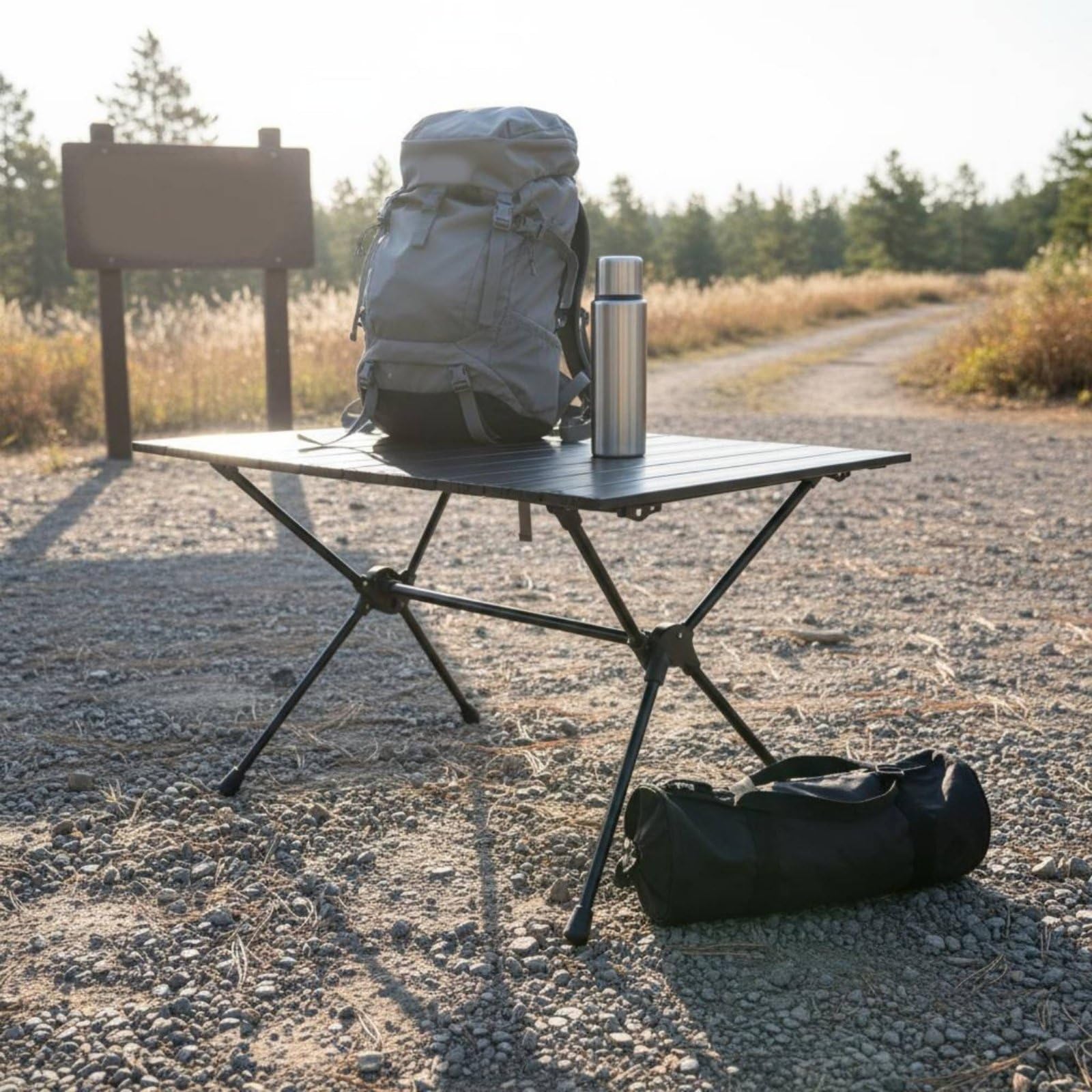 Qianly Mesa Plegable de Aluminio Altura Ajustable Mesa de Aluminio Plegable Compacta para Campistas, Mediano 55.5 X 75.5 Cm, Plegable, Altura Ajustable