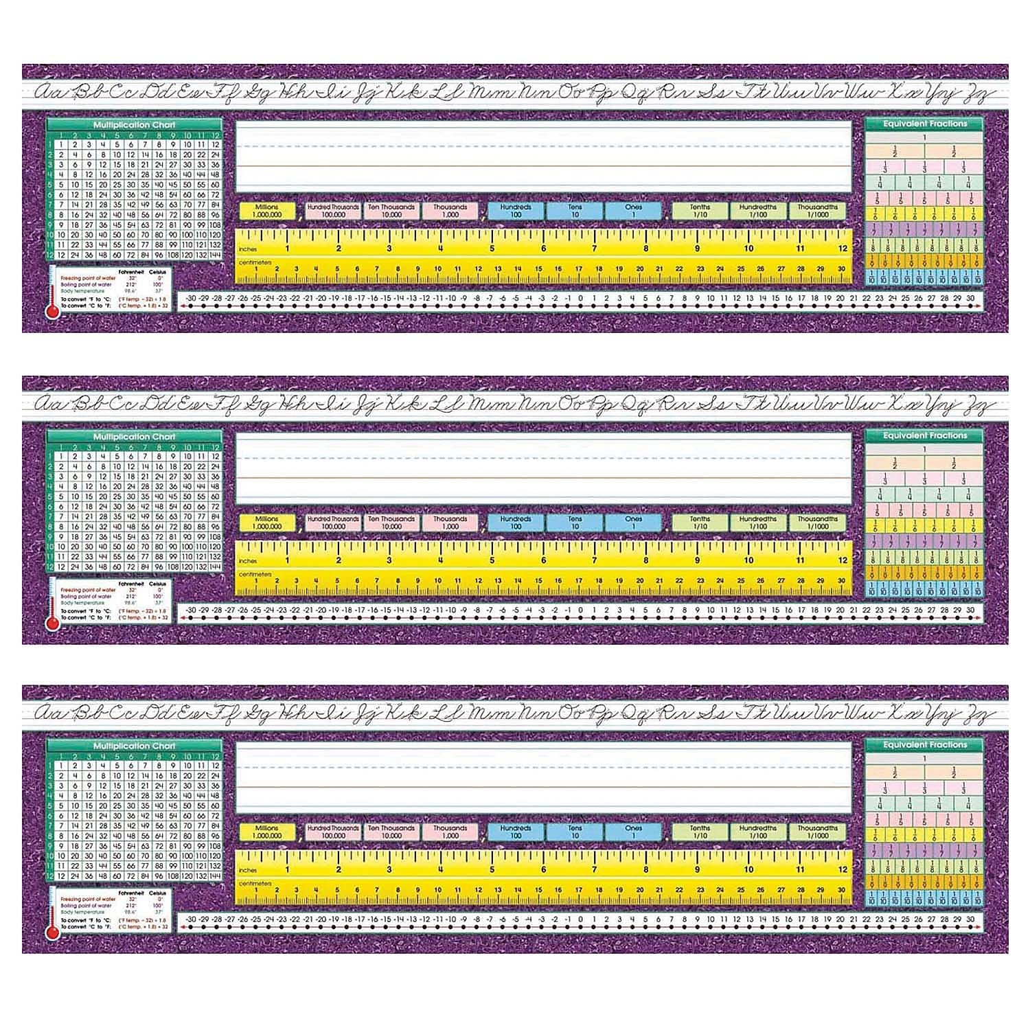 NORTH STAR TEACHER RESOURCE NST9005-3 North Star Teacher Resources Traditional Cursive Intermediate Desk Plates, 19-Inch x 5-Inch, 36 Per Pack, 3 Packs