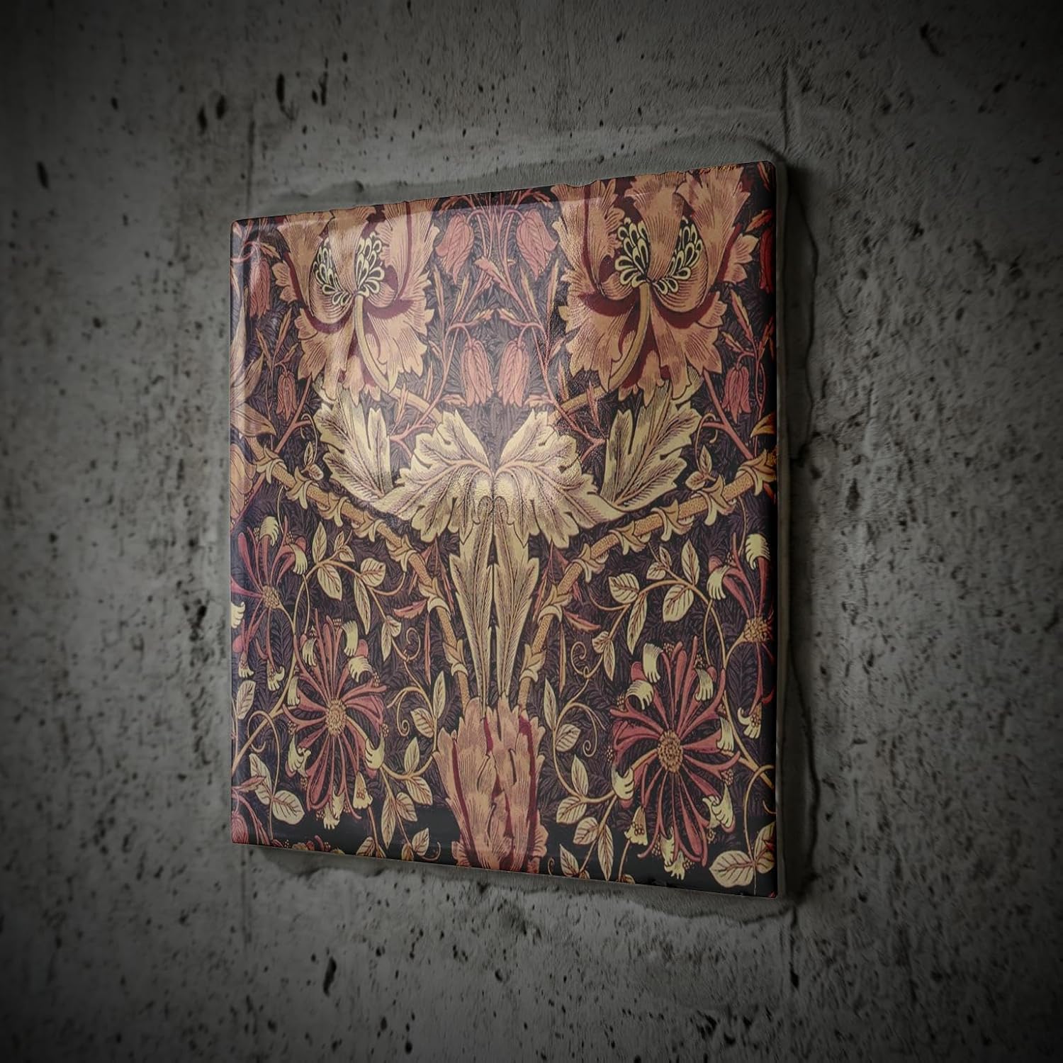 3D Rose ct_243615_1 Image of William Morris Brown & Peach Honeysuckle Pattern Ceramic Tile
