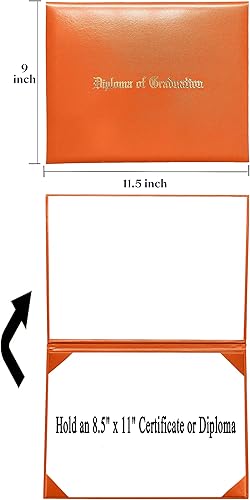 Miniatura 4 de Funda para diploma para certificado 8.5 x 11 impreso "Diploma de graduación", color naranja