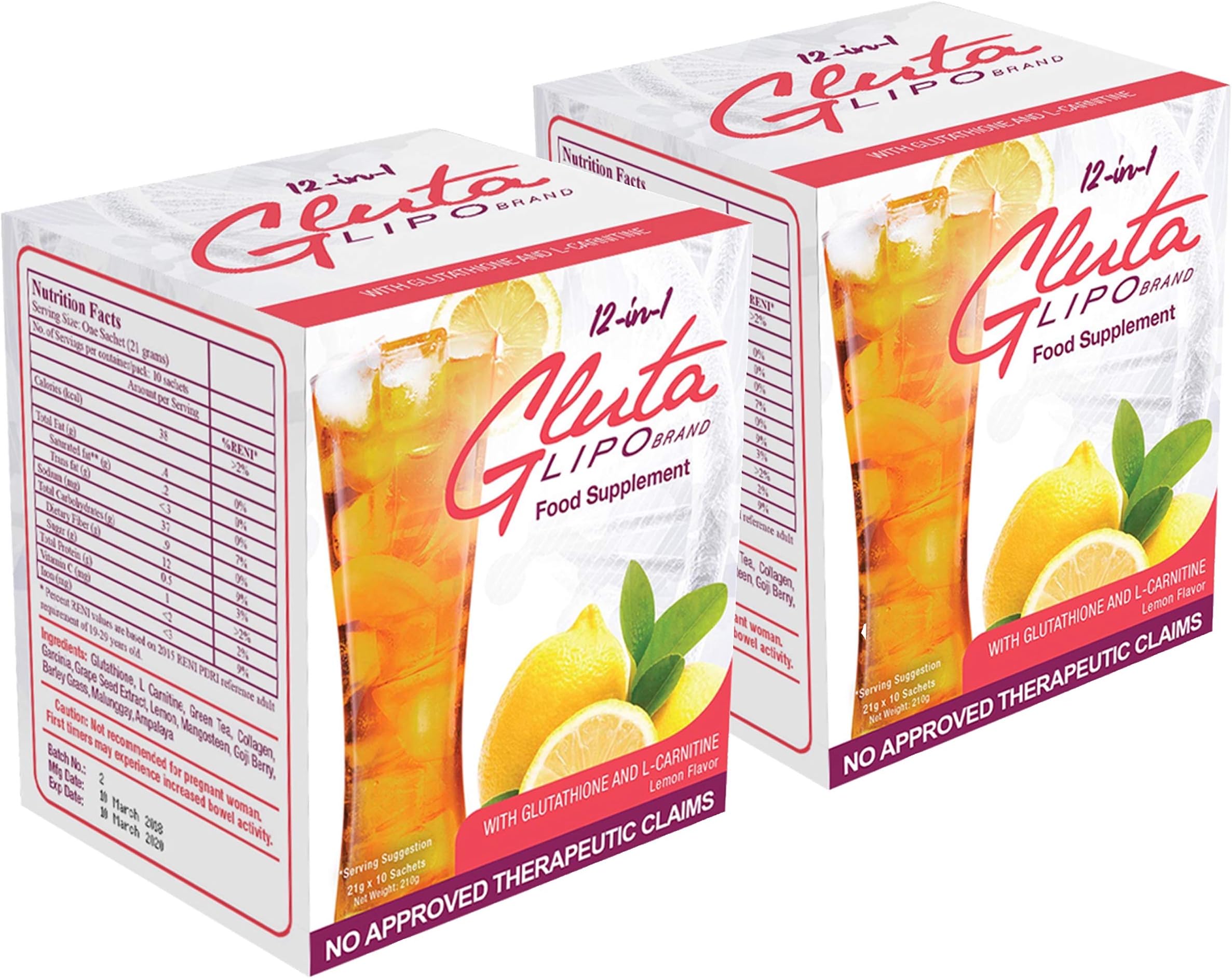 2 Boxes GlutaLipo Juice 12-in-1 (20 Sachets)