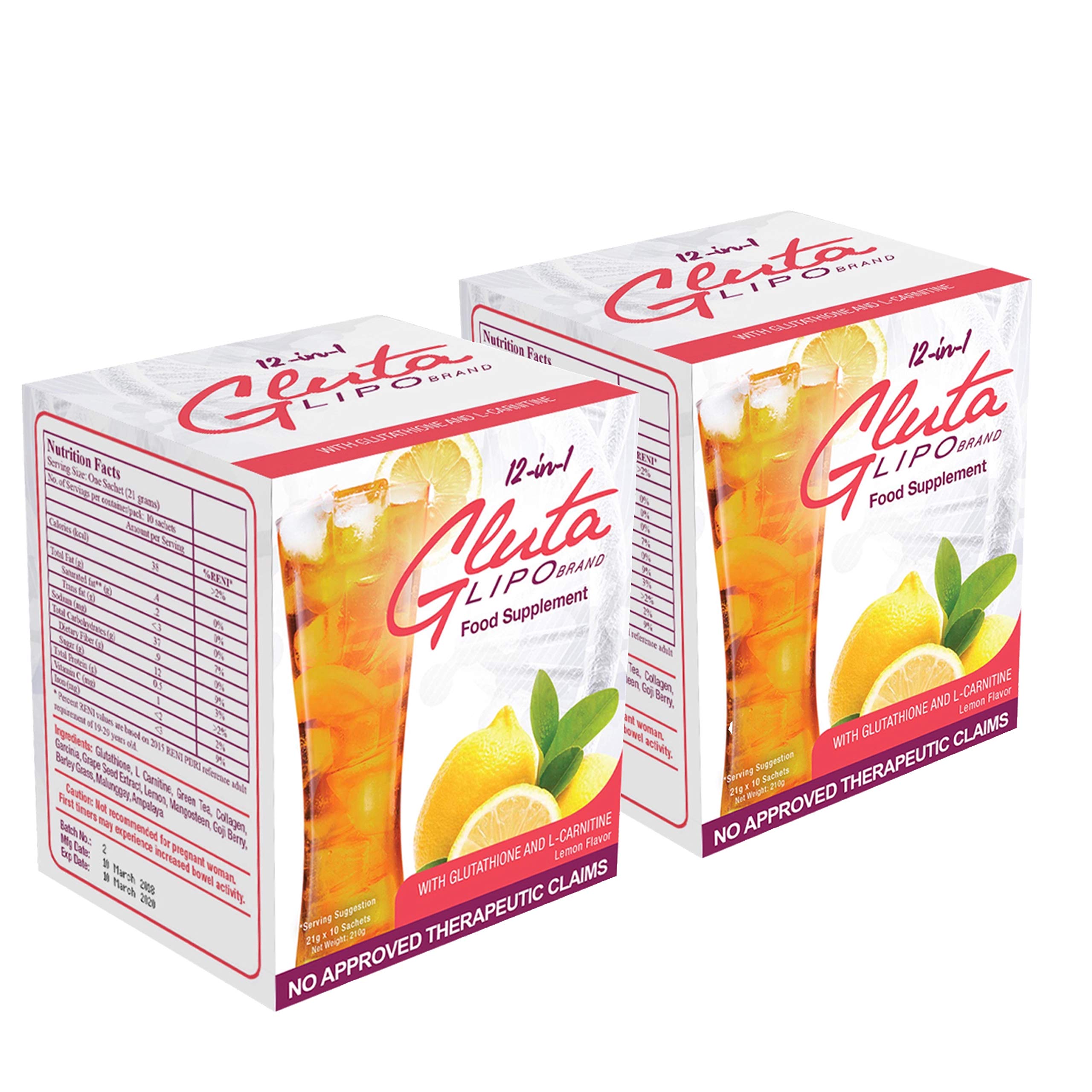 2 Boxes GlutaLipo Juice 12-in-1 (20 Sachets)