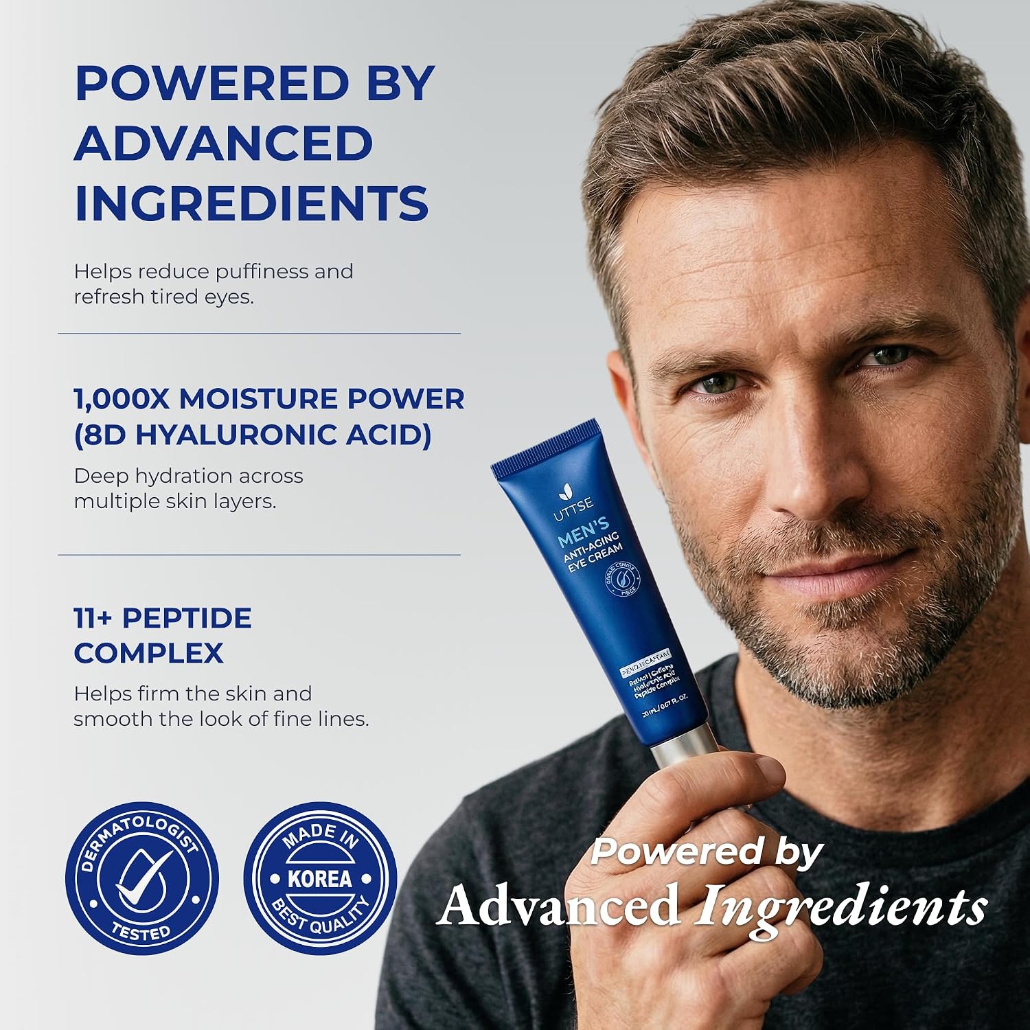 Men’s Anti Aging Eye Cream: With Caffeine, Retinol and Peptides – Eye Cream for Dark Circles, Puffiness & Wrinkles – Under Eye Cream Moisturizer for Men, Made in Korea thumbnail