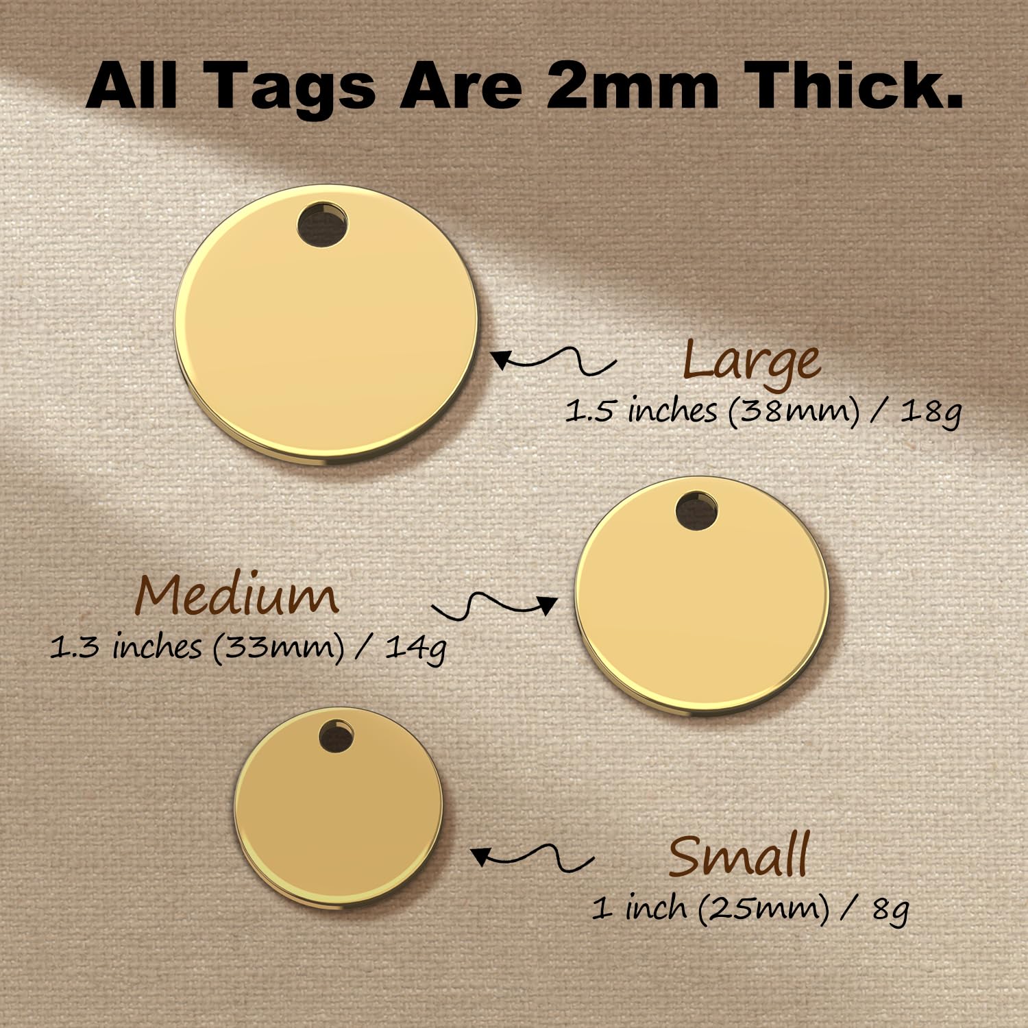 Médaille d'identification double face personnalisée avec gravure laser - plaque ronde en acier inoxydable poli pour chien et chat
