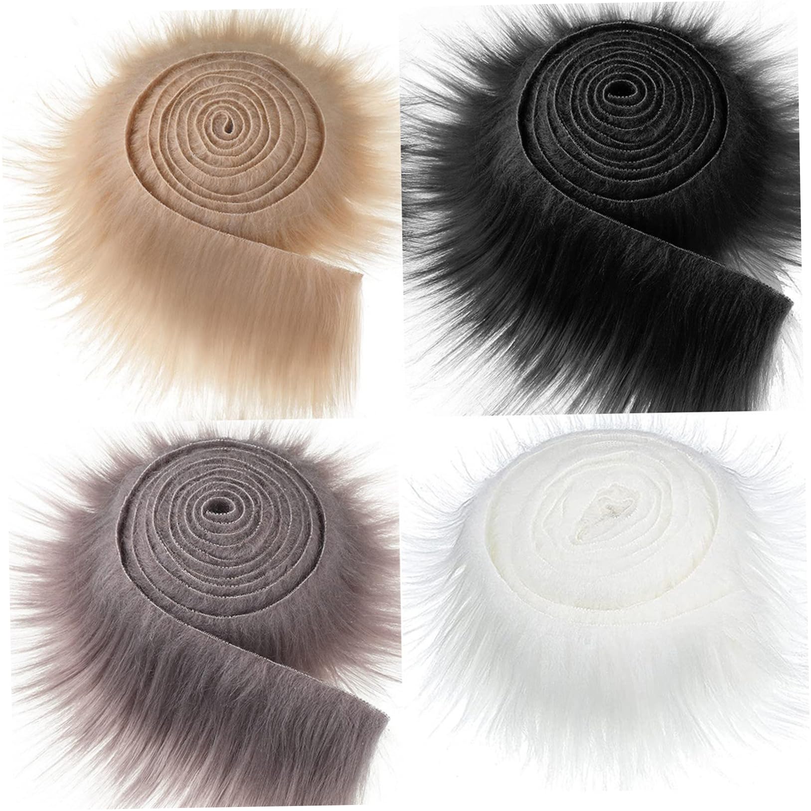 Suxdlan 4Pcs Therian Mask DIY Kit Faux Fuzzy Fabric 2x0.6 Furry Fabric for Halloween Mask Made Easy to Cut Soft Craft Furr Trim Fuzzy, Faux Furr for DIY Gear Masquerade Cosplay