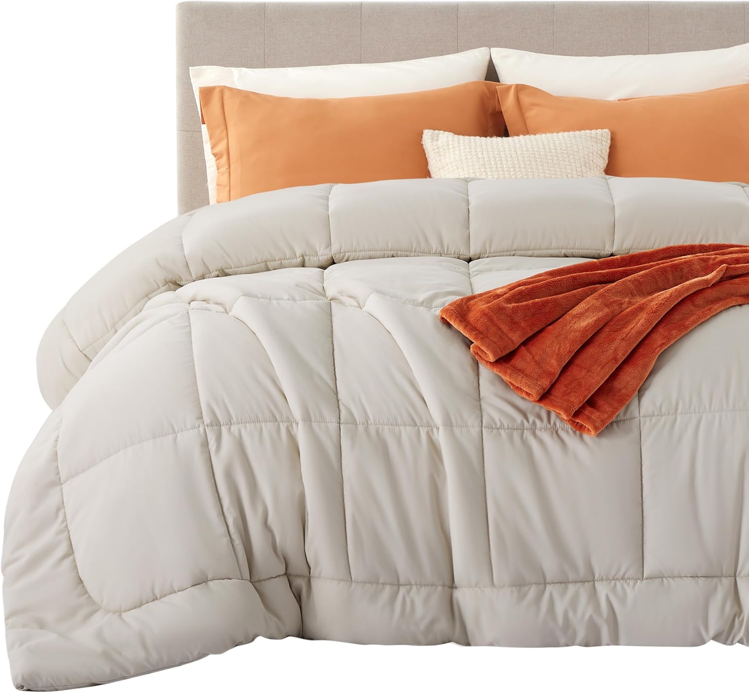 Bedsure Comforter Duvet Insert - Quilted Comforters Oversized King Size, All Season Duvet, Down Alternative Bedding, with 8 Tabs, Gifts for Women/Men, Linen, Oversized King 116 x 98 Inches Linen Oversized King