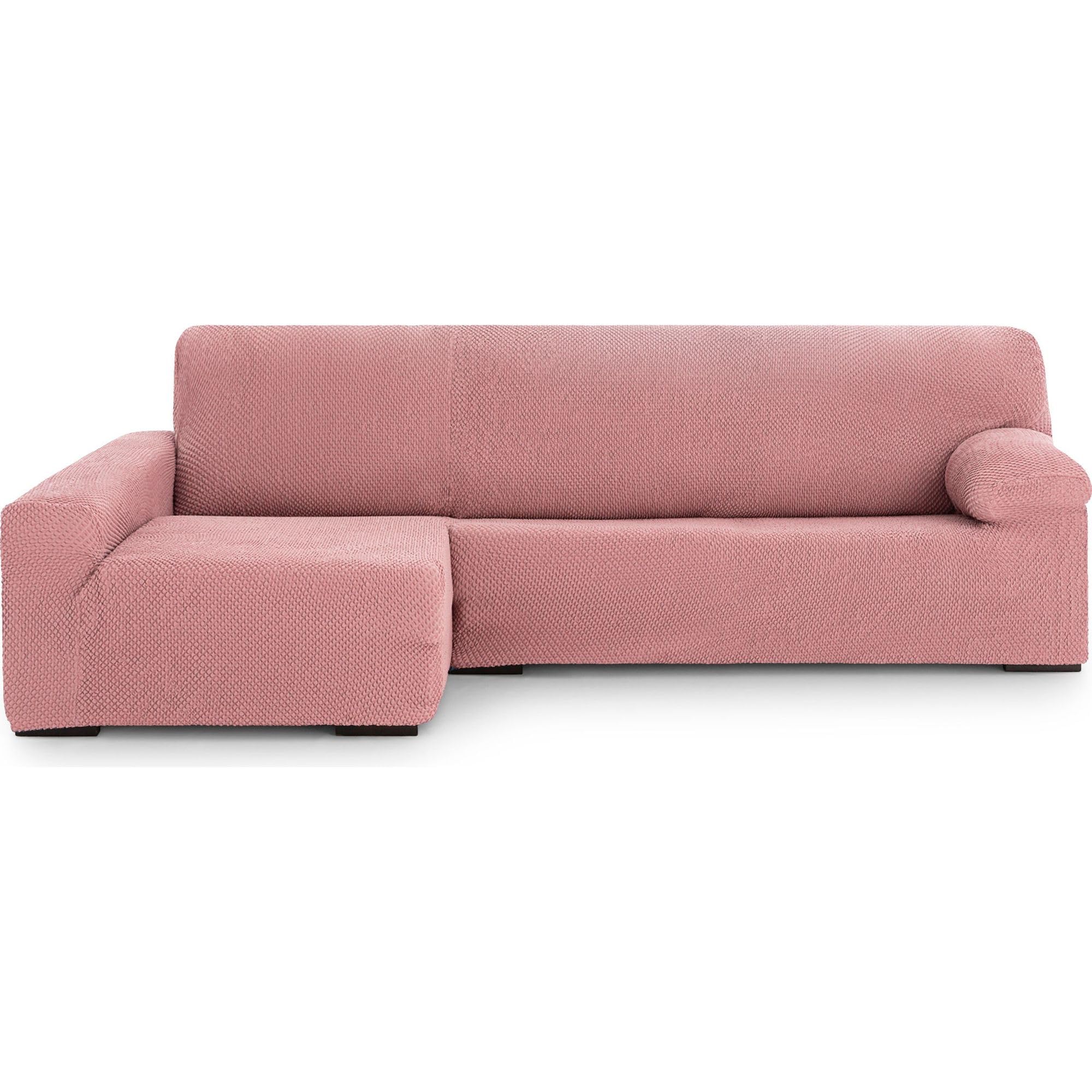 Housse de canapé chaiselongue d'exception rose et accoudoir long gauche