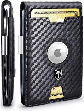 TRAVANDO Money Clip Wallet with AirTag Pocket - RFID Protected Leather Wallet for Men for 11 Cards - including Gift Box