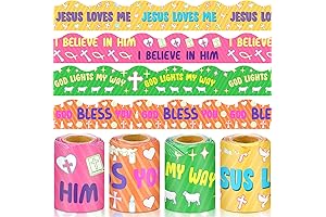 4 Rolls 131 FT Christian Bulletin Board Borders for Sunday School Classroom Decorations