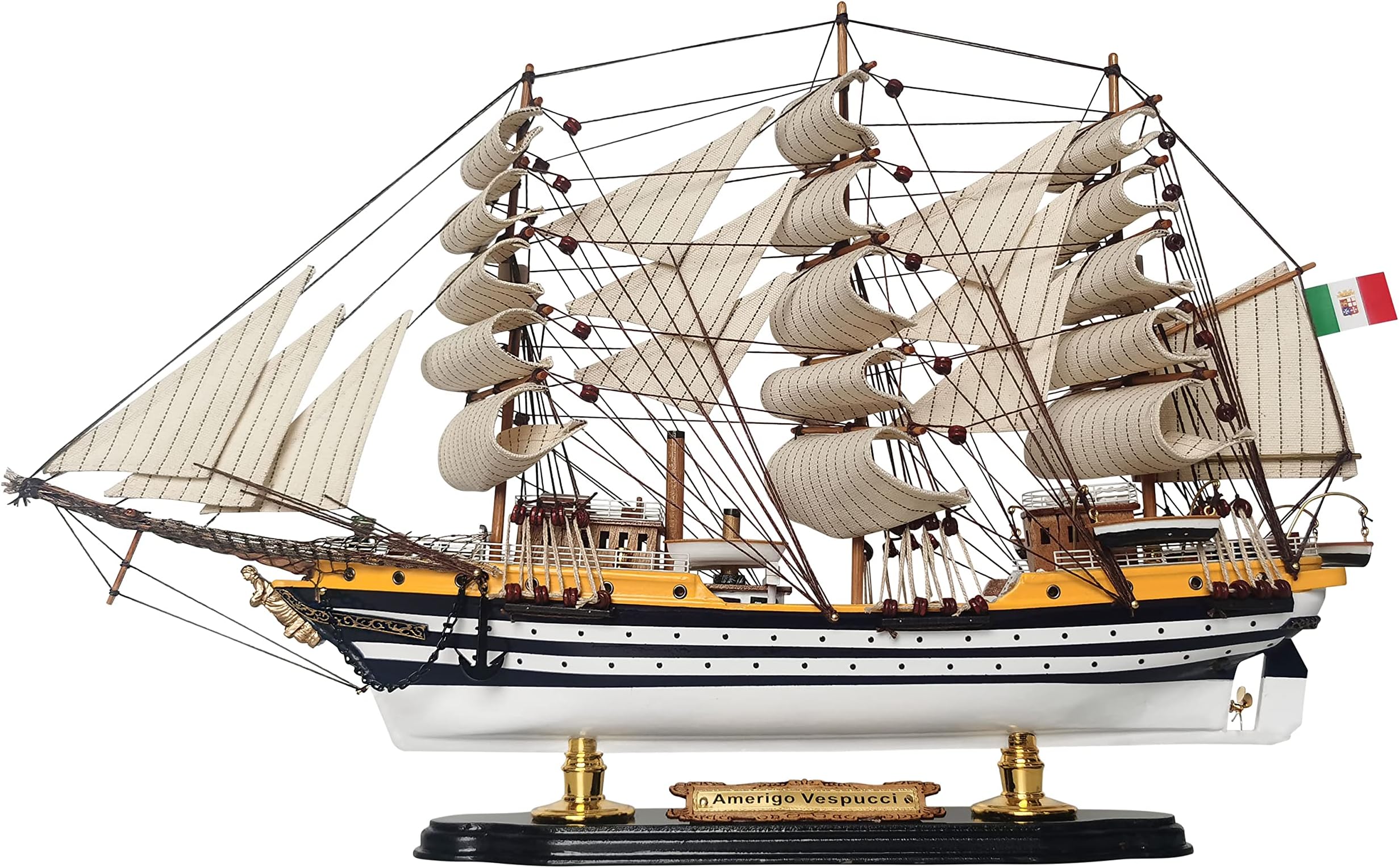 SAILINGSTORY Wooden Model Ship Merigo Vessputch 1/190 Scale Replica Ship Model Yacht Decoration