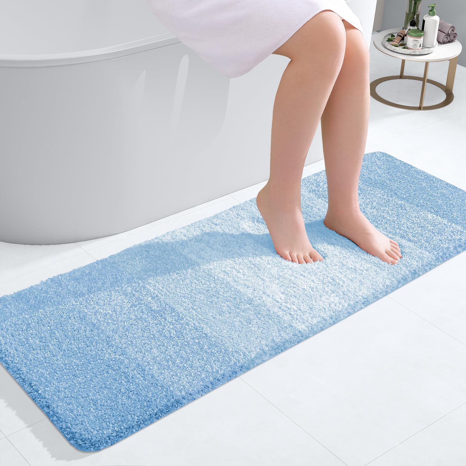 OLANLY Bathroom Runner Rug 47x17, Extra Soft Absorbent Microfiber Bath Rugs