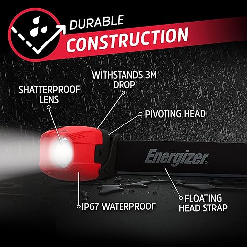 Miniatura 4 de Energizer Faro flotante WeatheReady F375, 375 lúmenes, lámpara de cabeza impermeable IP67, luz exterior y de emergencia, tiempo de funcionamiento de