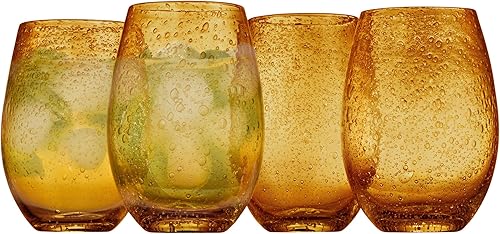 Vasos Artland Iris, dobles y anticuados, color ámbar (4 unidades), Copa sin pie, Ambar