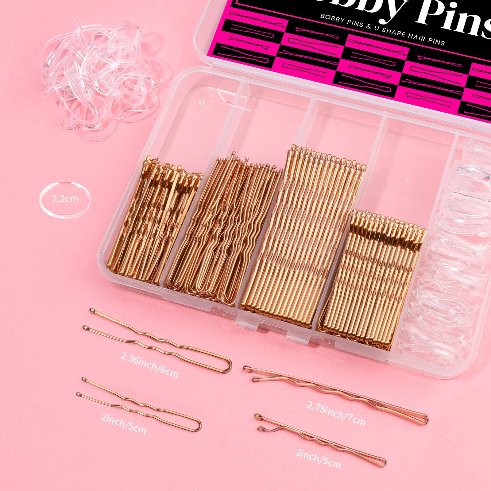 Teenitor 300pcs Bobby Pins Rose Gold Hair, Hair Pins for Women Girls Dance view 2