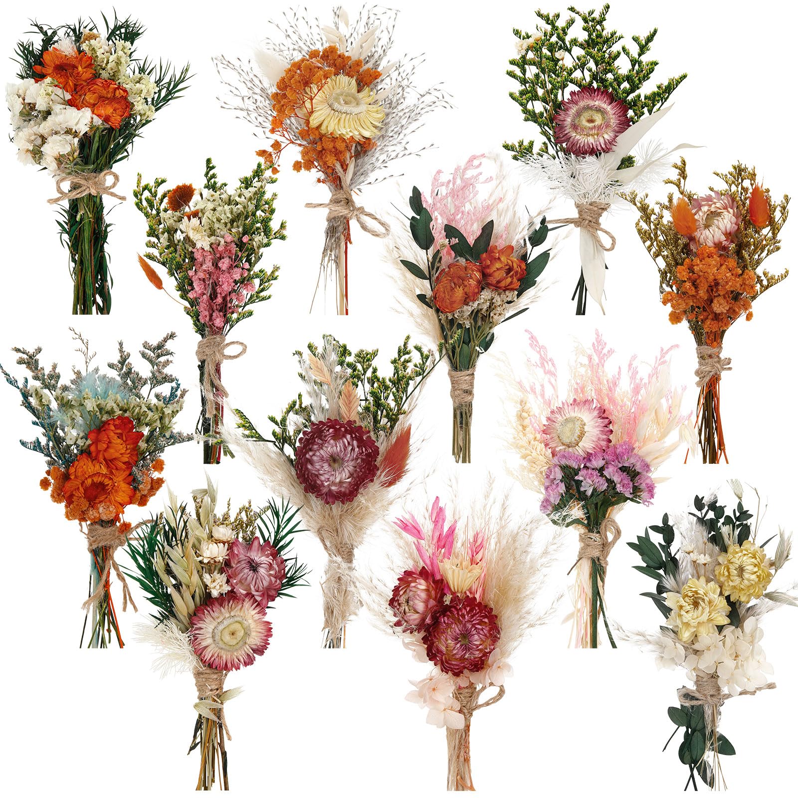 Photo 1 of Layhit 12 Pcs Boho Dried Flower Bouquet Mini Wedding Handmade Dry Flowers Decor for Vase Crafts DIY Photo Boutonniere for Men Floral Plant for Bridesmaid Gift Birthday Decor(African Daisy)