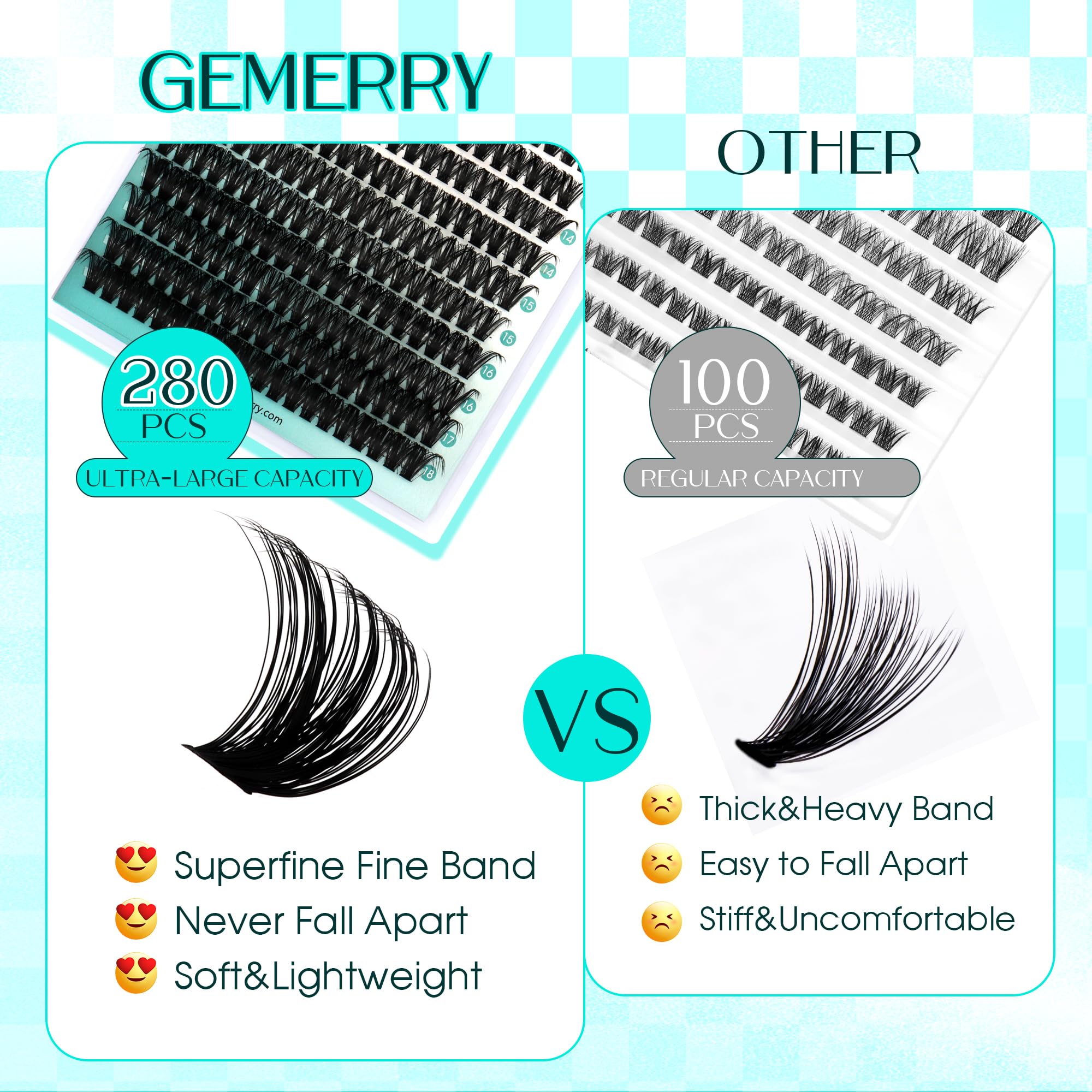 GEMERRY Ciglia Finte 80D Cluster Volume Russo 10-18mm mix 0.07 mm D Curl Fai Da Te a Casa per Principianti Individuali Professional Ciglia Finte Extension(80D-0.07D-10-18mm)
