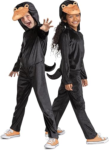 Disfraz de Niffler para niños, disfraz oficial de bestias fantásticas con capucha y cola, Negro -