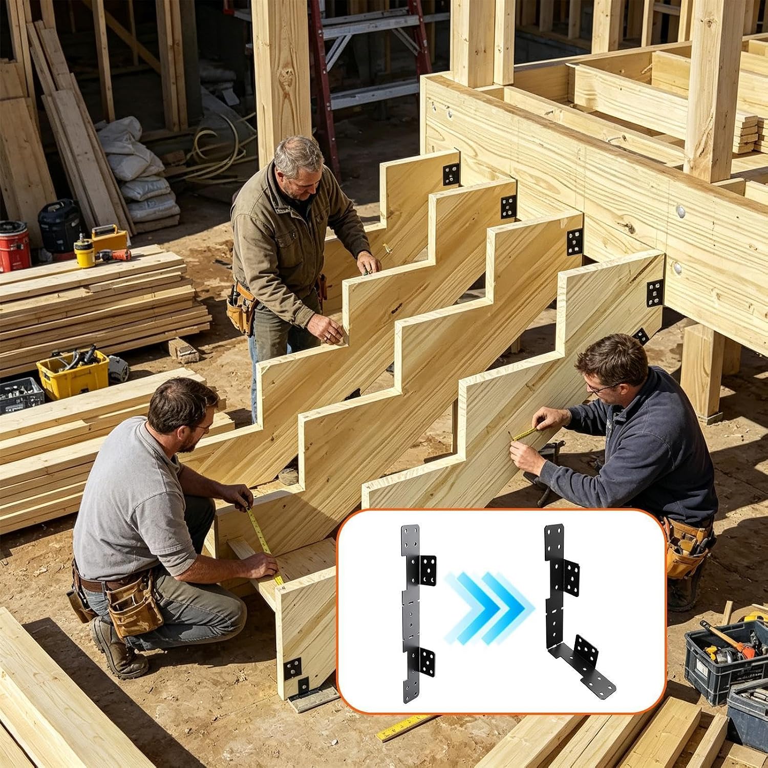 Stringer Support Bracket 10-Pieces Adjustable Heavy Duty Joist Mounting