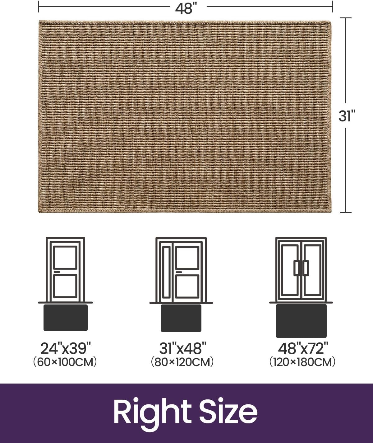 DEXI Dirt Trapper Door Mat with Rug Pad Gripper, 31x48, Beige