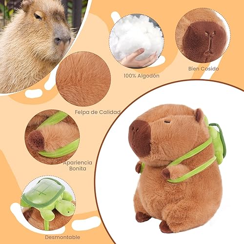 Miniatura 2 de Lindo peluche de Capybara con pan, 12 pulgadas, suave peluche de Capybara, almohada de muñeca de cumpleaños para niños