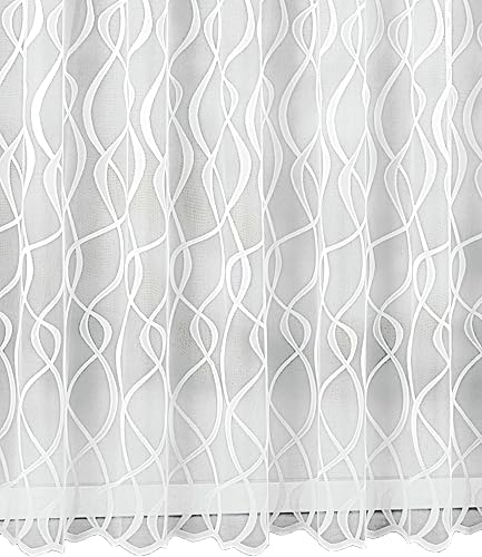 Sehlbach Fertigstore mit Kräuselband, Jacquard Wellen, Weiß,