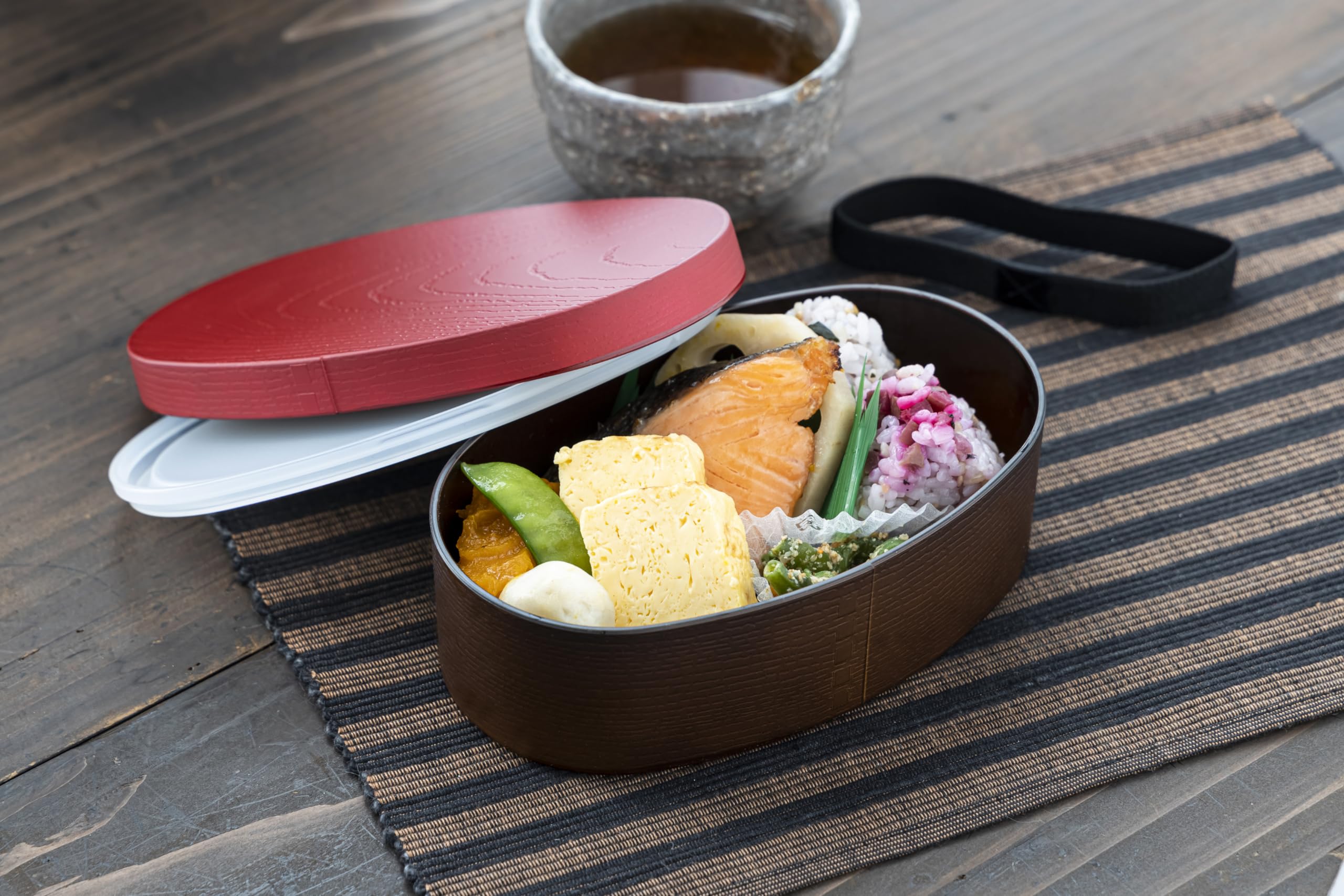 Amazon｜カノー【 抗菌わっぱ風 小判弁当 古代朱 73836】レンジ