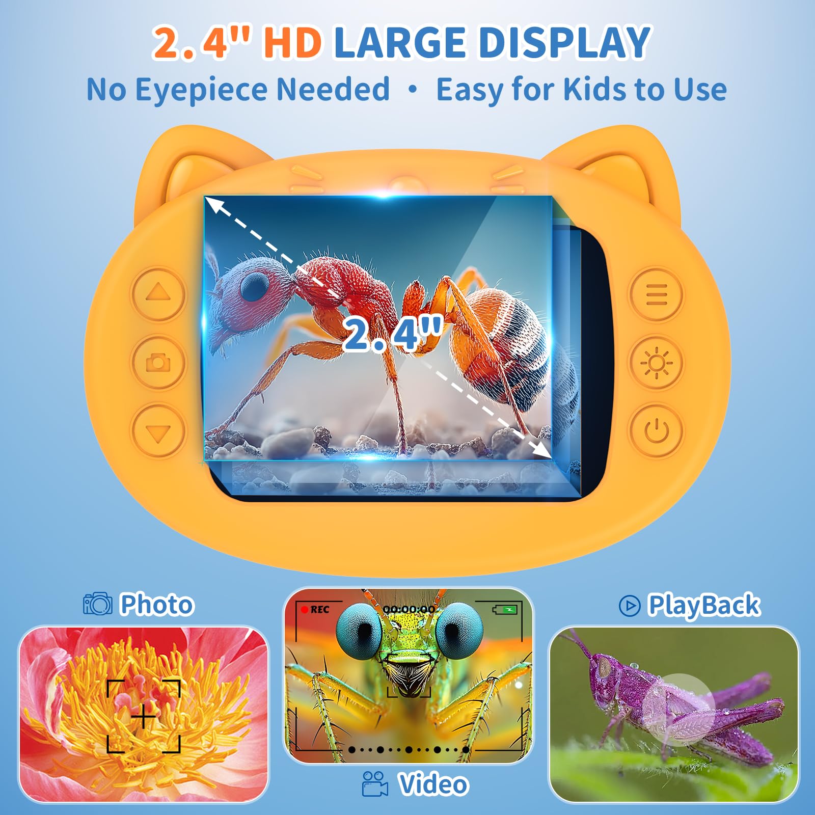 Digitales Mikroskop für Kinder Tragbar 1000X: Spielzeug Geschenk 5-13 Jahre