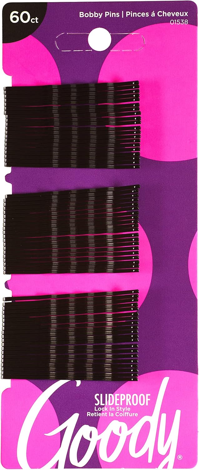 Goody Styling Essentials Bobby Pins, Black, 2 Inches, 60 Count (Pack of 6)