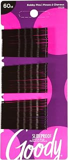 Goody Black Bobby Pins 2 Inches, 60 Count Pack of 6 - Slideproof Hold for Updos & Stray Hairs