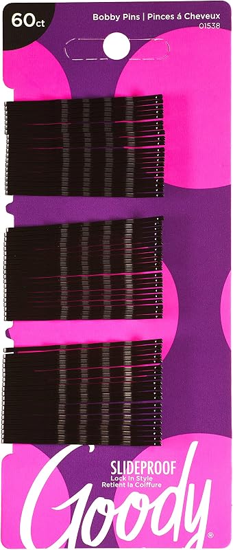 Goody Styling Essentials Bobby Pins, Black, 2 Inches, 60 Count (Pack of 1)
