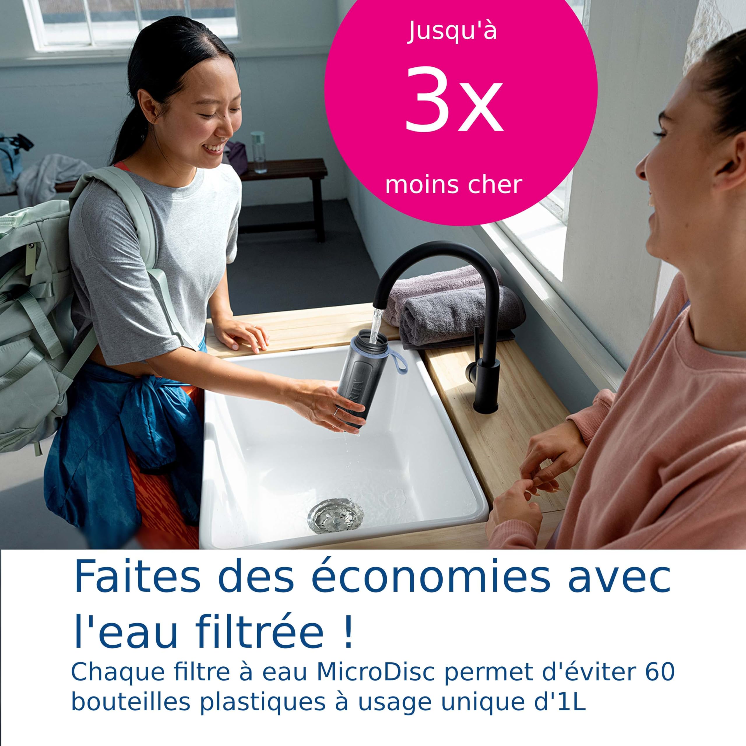 BRITA Bouteille Filtrante Active 0,6L Bleu Foncé Inclus 2 MicroDiscs - 5