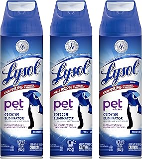 Lysol Pet Odor Eliminator Spray, Sanitizing and Disinfecting Spray for Pet Odors, 15oz (Pack of 3)