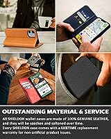 Vista 9 de SHIELDON Funda para iPhone 12 de 6.1", cartera de cuero genuino con protección magnética tipo libro, soporte con bloqueo RFID para tarjetas de Café