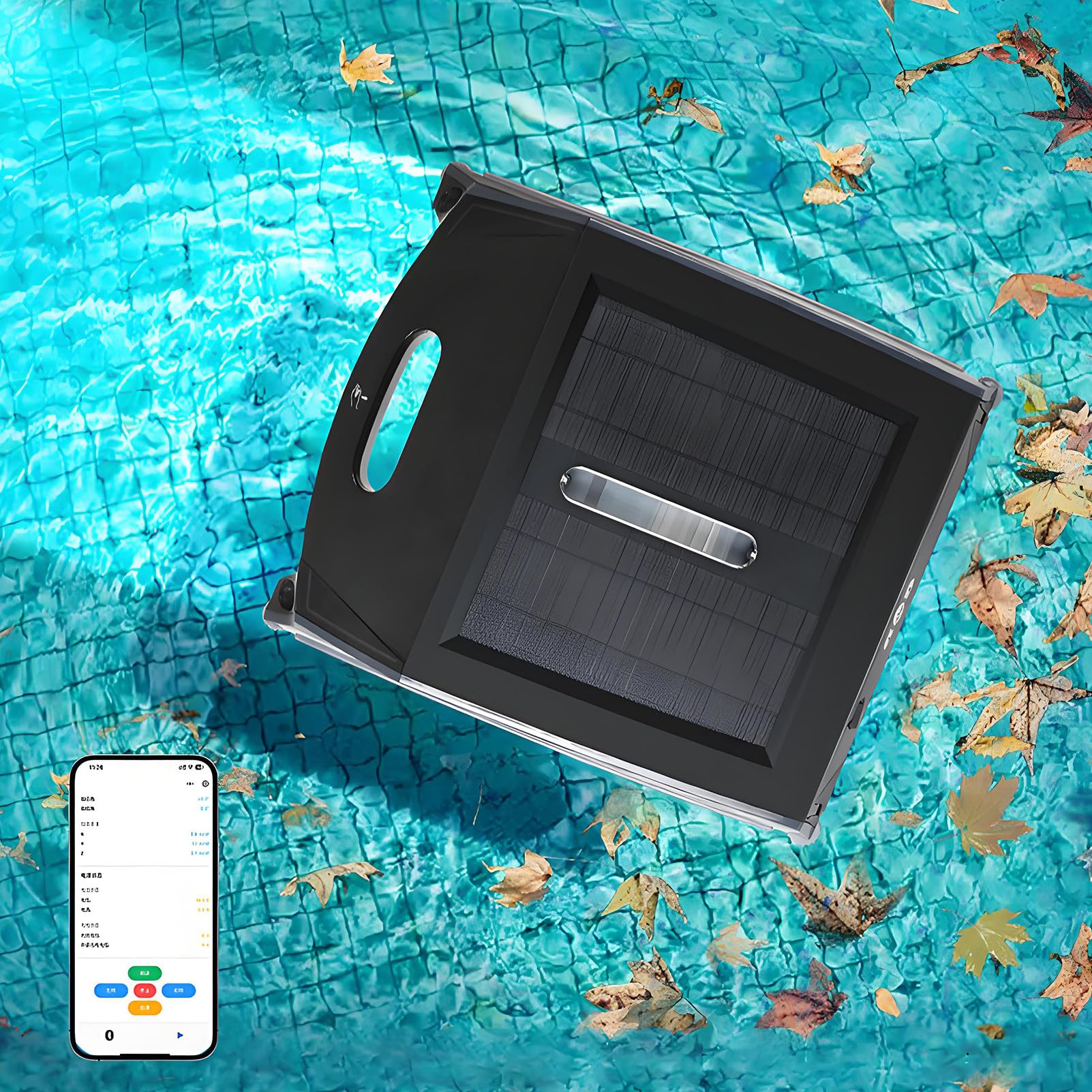EpyGnom Automatic Robotic Pool Skimmer with APP Control, Solar Powered and 7000mAh Battery, Cordless Pool Surfaces Cleaner with 8L Skimmer Basket, Filtering Capability 300㎡
