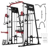 Smith Machine Home Gym, 2200LBS Power Cage with Dual Cable Pulley Systems, LAT Pulldown & Leg Hold-Down | Ultimate Strength Training & Cable Crossover Equipment for Full Body Workouts