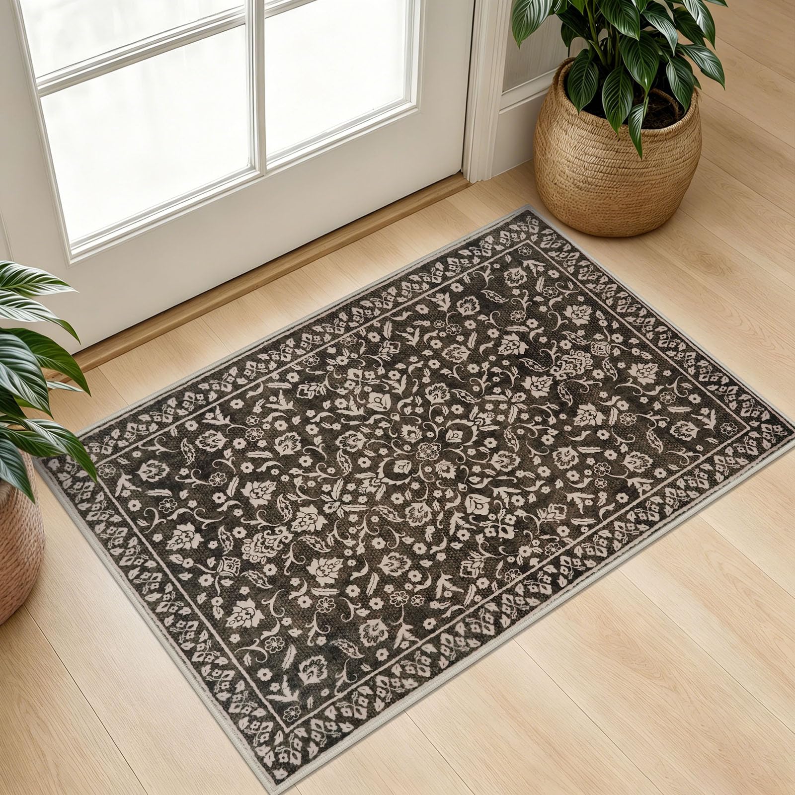 SILOLOOM Vintage Washable Entryway Rug 2x3 Small Area Rug Non Slip Door Mat — image 1