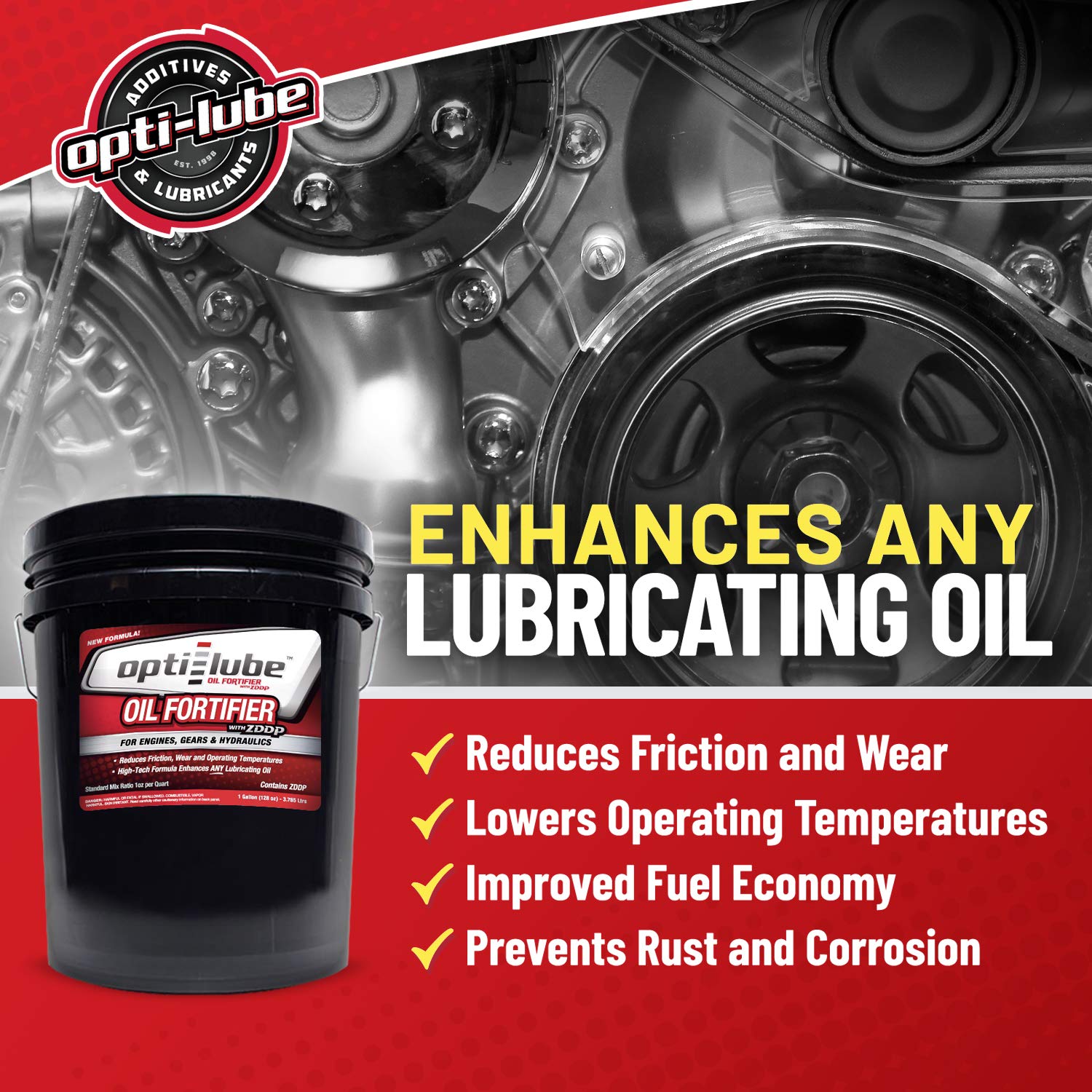 Amazon.com: OPTI-LUBE ZDDP Oil Fortifier: 5 Gallon Pail, Treats up