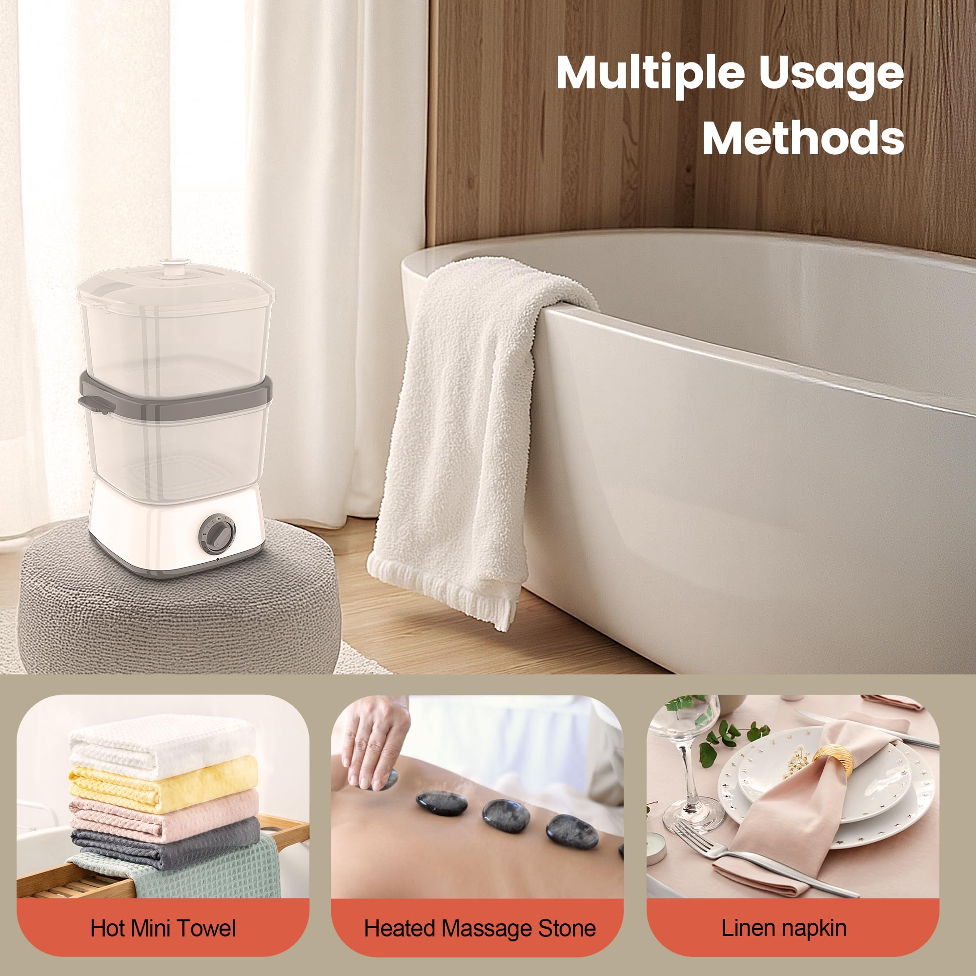 Calentador de toallas 2 en 1 de 6 l, para toallas calientes, gran capacidad, fácil y versátil para peluquería, salón de belleza, spa, manicura, hotel, hogar, color blanco