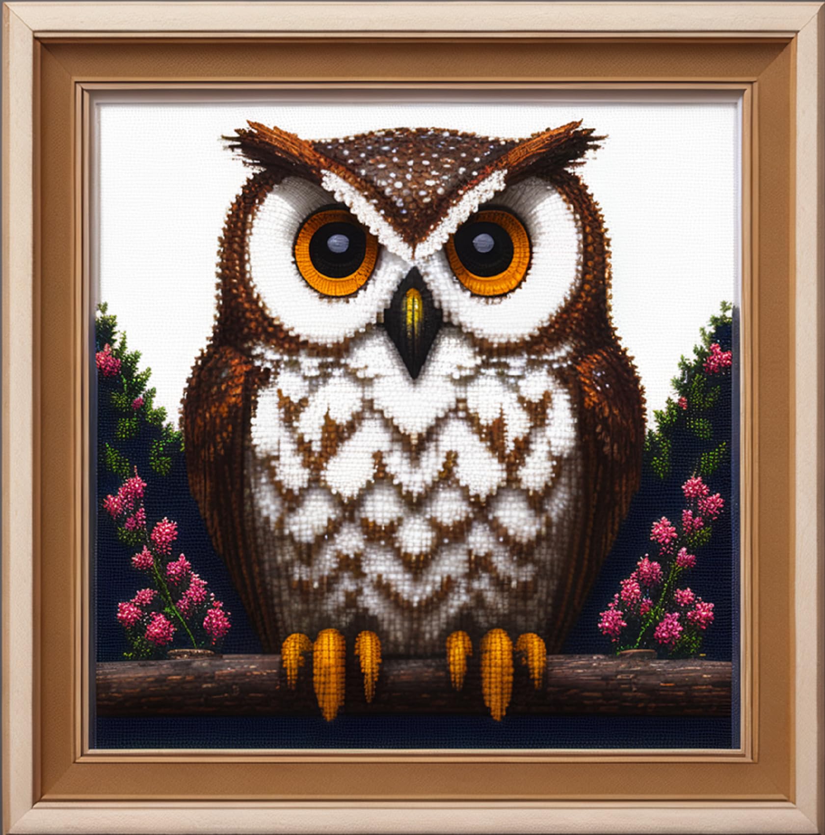 Stamped Cross Stitch Kits Full Range of Embroidery Starter Kits Cross Stitch Patterns for Beginners Needlepoint Kits for Adults DIY 11CT-Cute Owl 17.7x17.7 inch