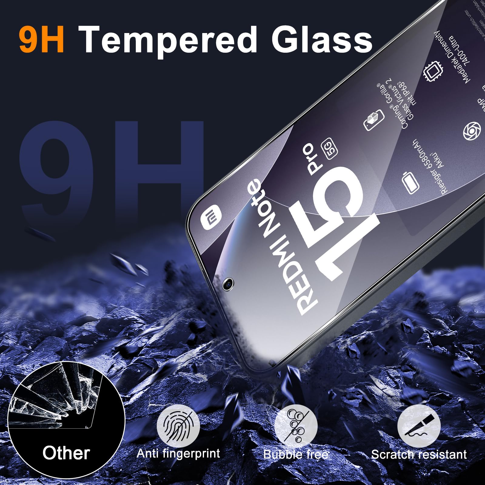 2+2 Pezzi per Xiaomi Redmi Note 15 Pro 5G Vetro Temperato, Pellicola Vetro Temperato e Fotocamera Vetro temperato, 9H Protezione Schermo, Anti Graffi HD Protettiva