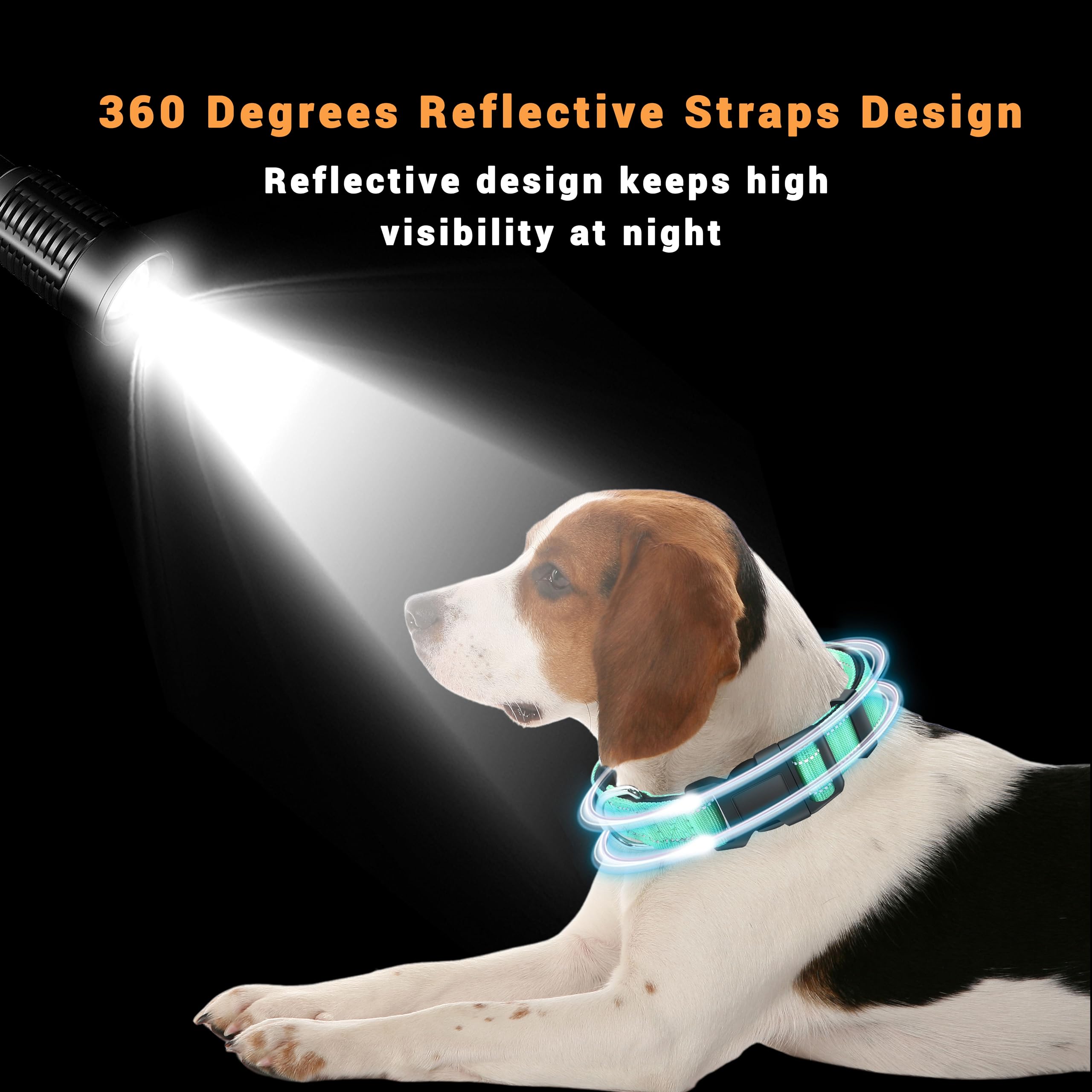 Paquete de 2 collares reflectantes para perro con hebilla de bloqueo de seguridad, ajustable, suave, transpirable, cómodo, de nailon, para perros pequeños, medianos y grandes, 5 tamaños