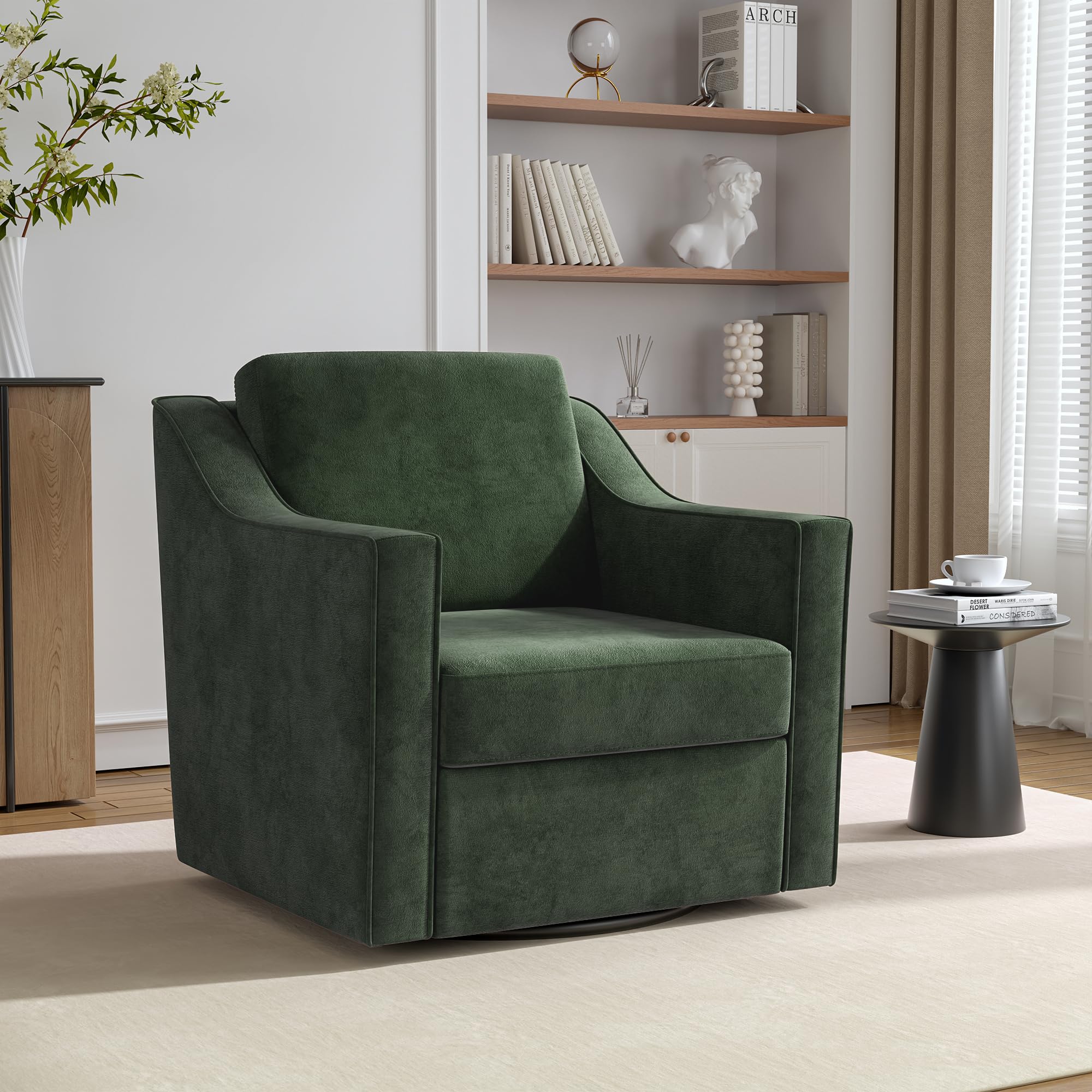 Swivel Accent Chair, 360° Swivel Club Armchairs for Living Room, Green Green Set of 1
