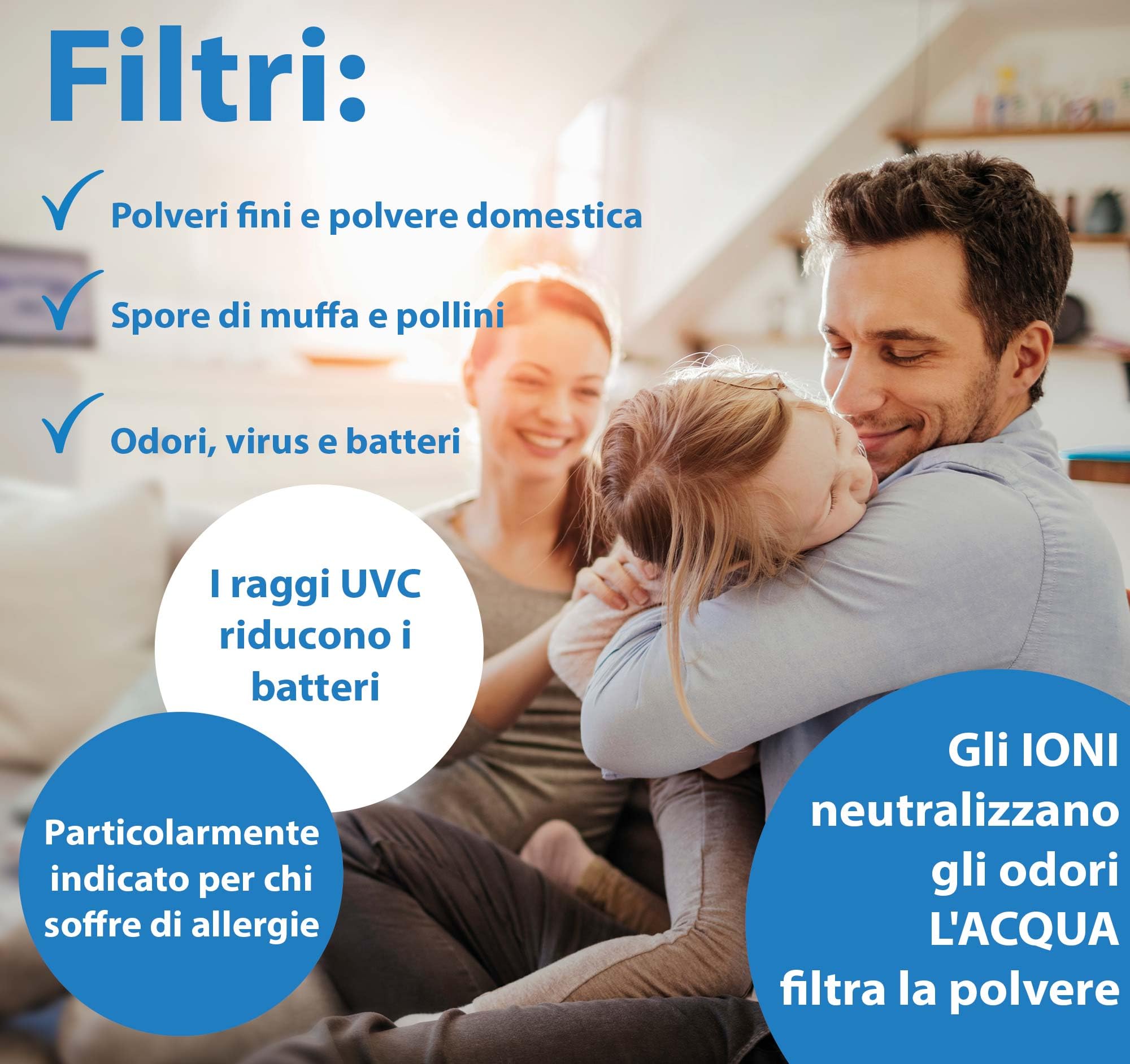 Emmi Air Ioni Purificatore d'Aria - Adatto per allergici | Fino a 35 m² | Purificatore d'Aria con ioni neutralizzanti gli odori | Ideale contro polvere, virus, pollini e odore di acrilico