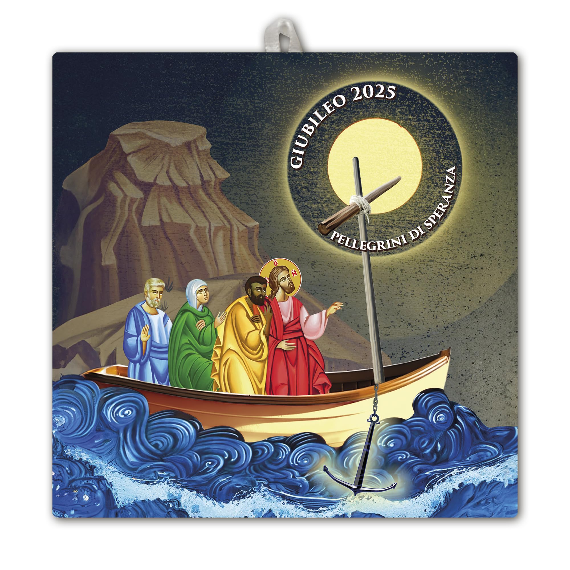 FRATELLI BONELLA - Płytka ceramiczna 20 x 20 cm przedstawiająca jubileusz - płytka ze świętą figurą do zawieszenia - płytka ceramiczna