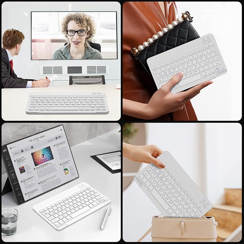 JADEMALL Bluetooth Billentyűzet iPad Samsung Lenovo Huawei Xiaomi Tablet Telefonhoz, Újratölthető Vezeték Nélküli Klaviatúra iOS Android Win