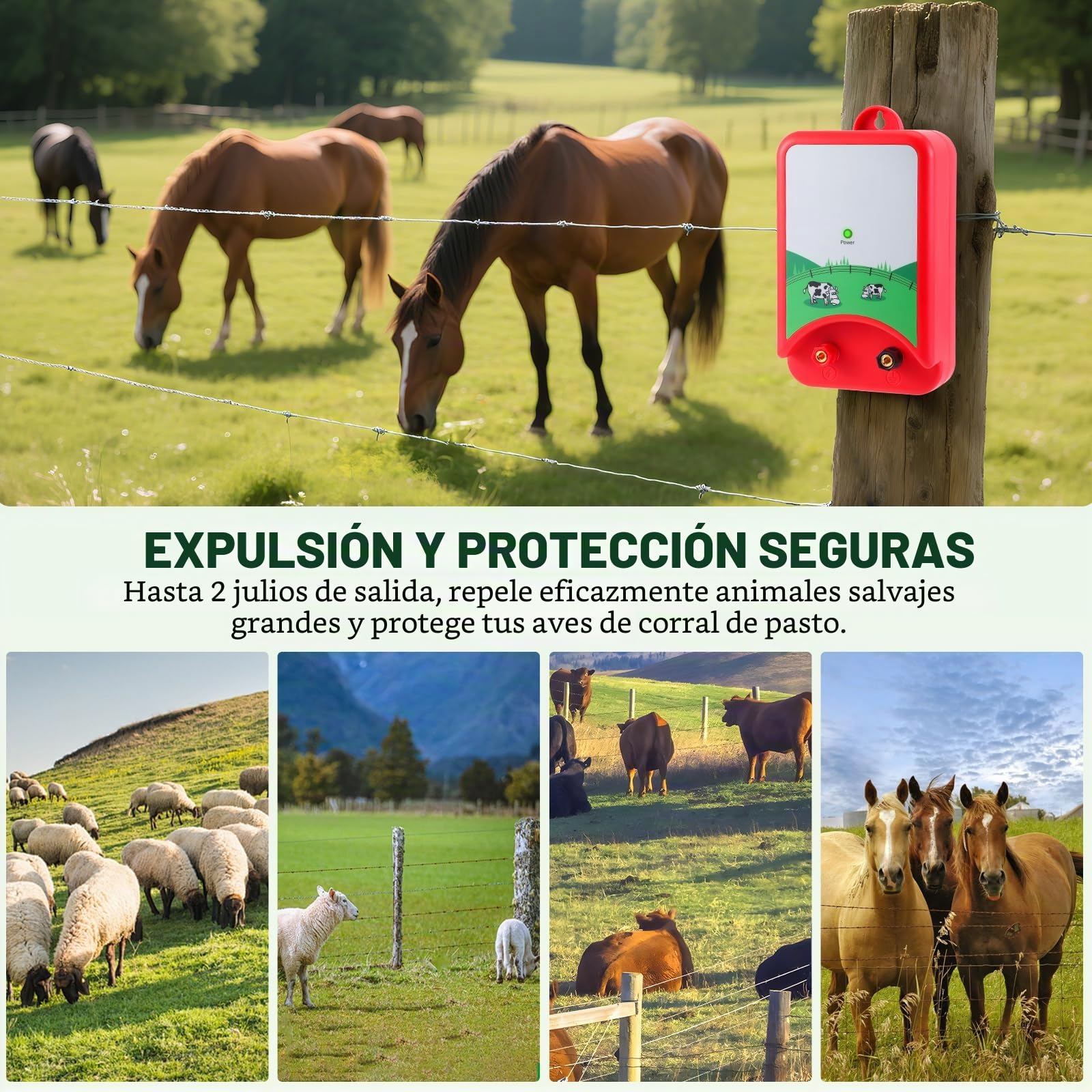 Elektrozaun-Ladegerät,Pastor Eléctrico,Valla Eléctrica De 12V 1.5J para Animales,Cerca Eléctrica Electricidad para Animales,Perro,Jabalí,Caballos,Ovejas